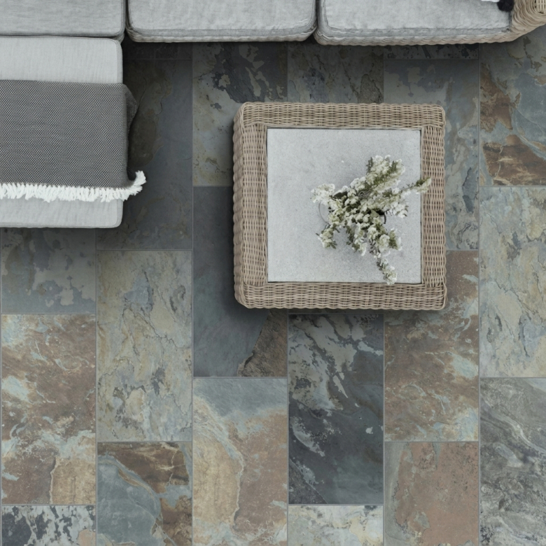 Carrelage sol extérieur effet pierre de bali Derawan multicolor R11 31x62 cm