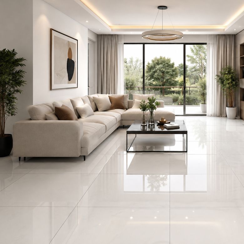 Carrelage sol poli First White 60x60 cm