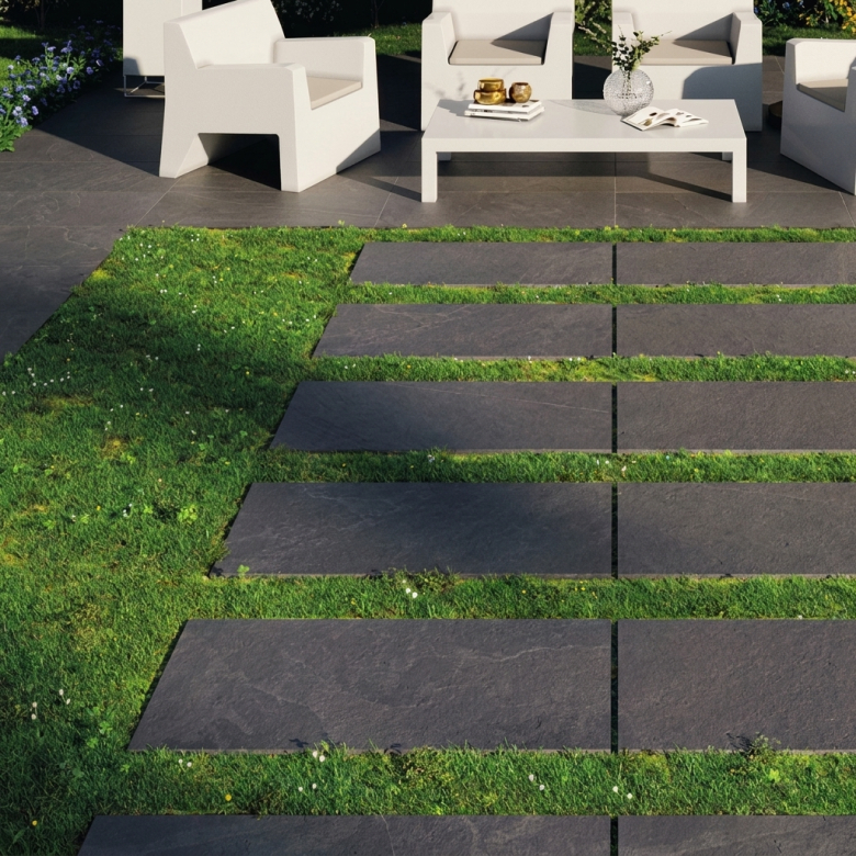 Dalle extérieur effet pierre Onyx 2.0 anthracite R11 60x120 cm