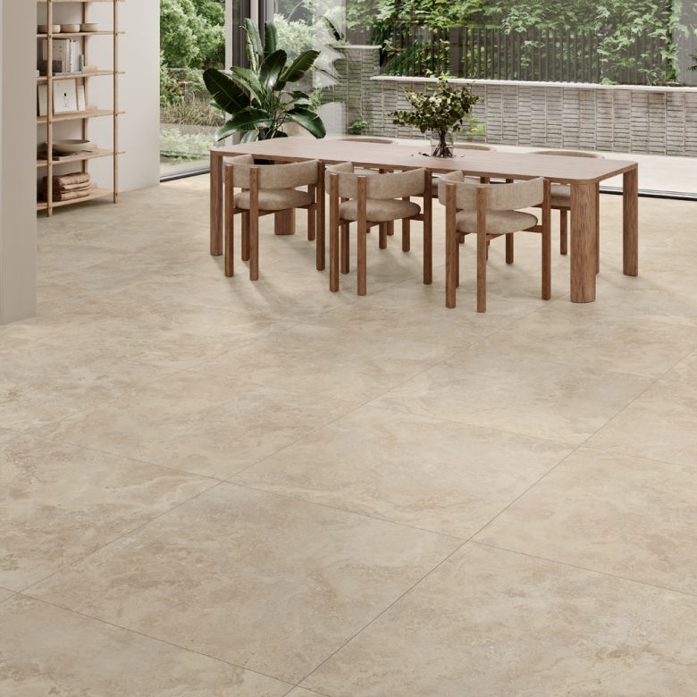 Carrelage sol effet Travertin Bosa Beige 60x60 cm