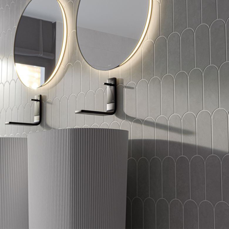 Carrelage mur effet Fleur Chic gris plomb8x21,5 cm