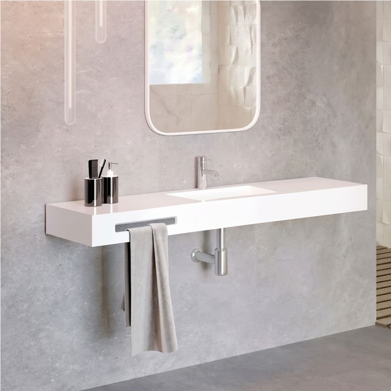 Vasque simple Héliconia centrée Soft 120cm Blanc