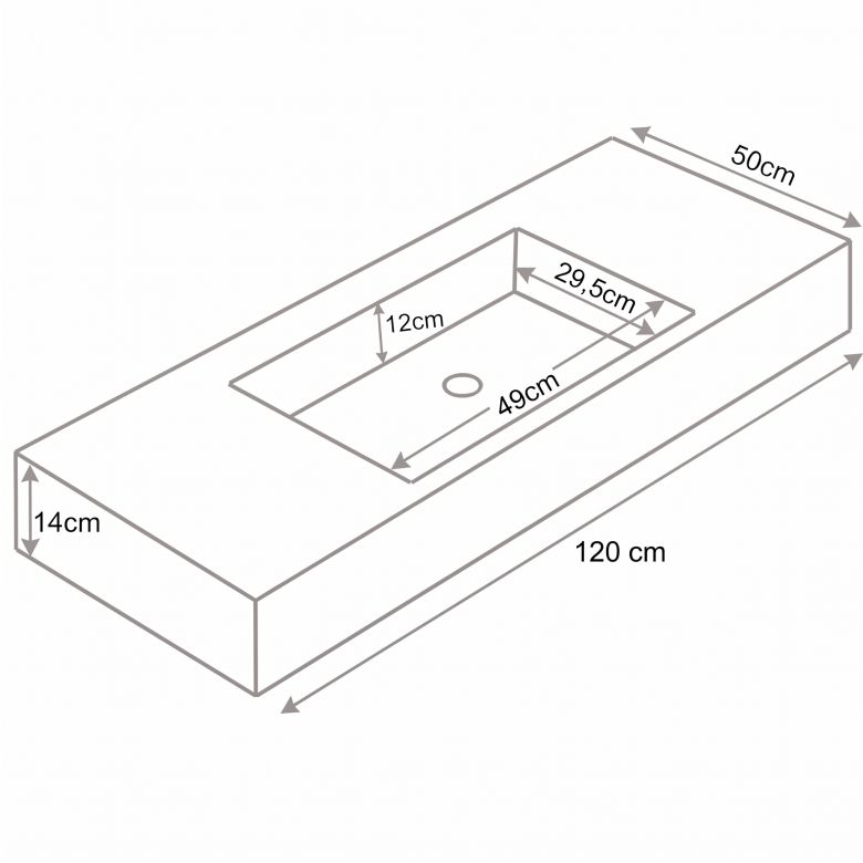 Vasque simple Héliconia centrée Soft 120cm Blanc