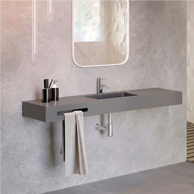 Vasque simple Héliconia centrée Soft 140cm Anthracite
