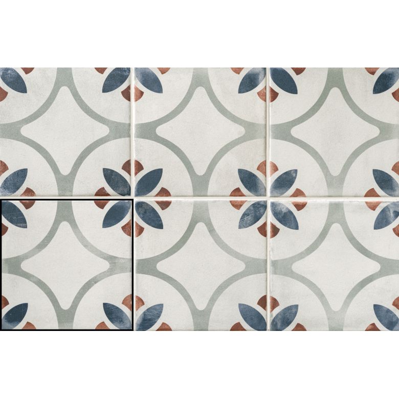 Carrelage sol effet carreaux de ciment Castle alba bleu 1515 cm