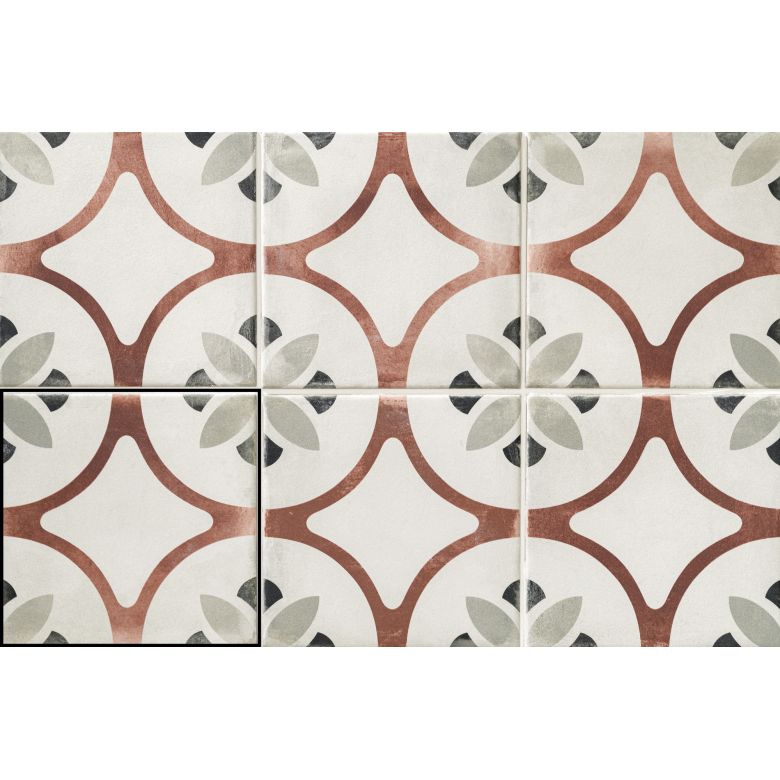 Carrelage sol effet carreaux de ciment Castle alba marron 1515 cm