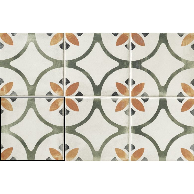 Carrelage sol effet carreaux de ciment Castle alba vert 1515 cm