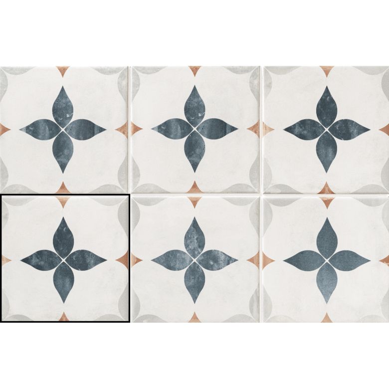 Carrelage sol effet carreaux de ciment Castle mia bleu 1515 cm