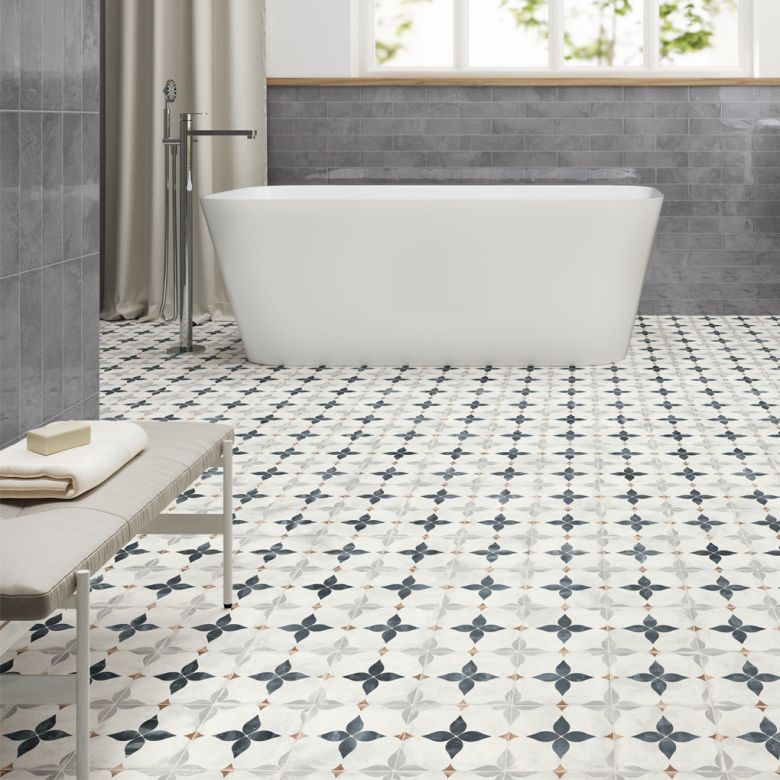 Carrelage sol effet carreaux de ciment Castle mia bleu 1515 cm