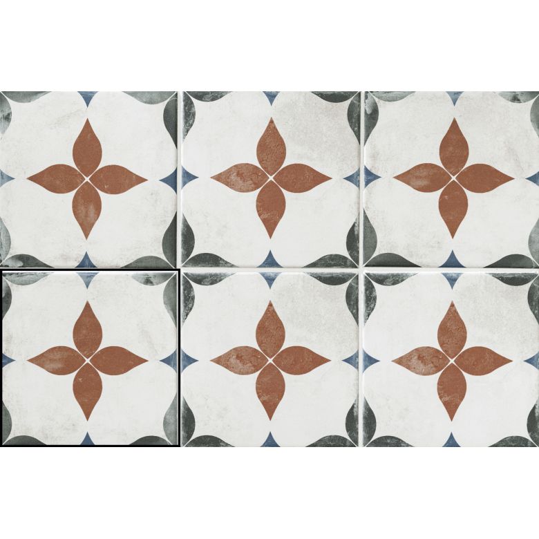 Carrelage sol effet carreaux de ciment Castle mia marron 1515 cm