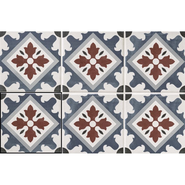 Carrelage sol effet carreaux de ciment Castle marina bleu 1515 cm