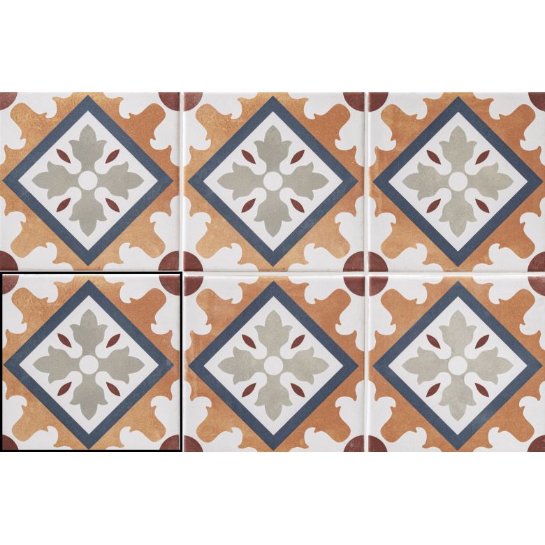 Carrelage sol effet carreaux de ciment Castle marina terracotta 1515 cm