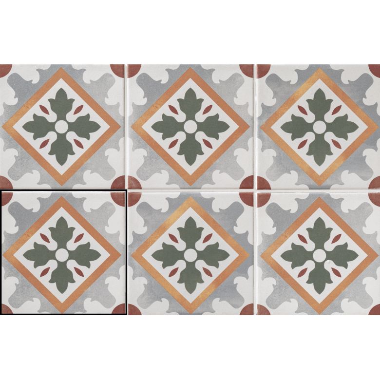 Carrelage sol effet carreaux de ciment Castle marina vert 1515 cm