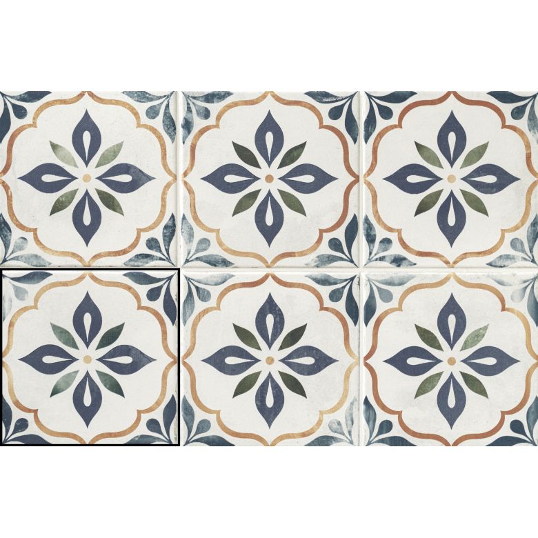 Carrelage sol effet carreaux de ciment Castle lina bleu 1515 cm
