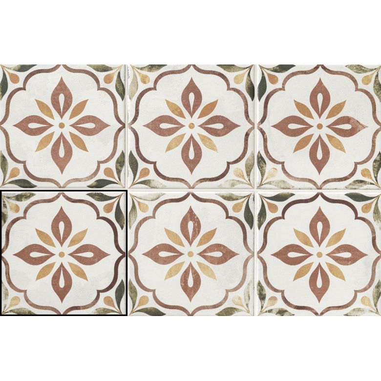 Carrelage sol effet carreaux de ciment Castle lina marron 1515 cm