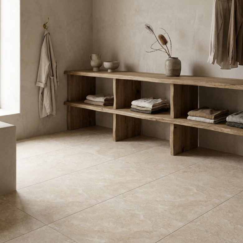 Carrelage sol effet pierre Praga sable 45x45 cm