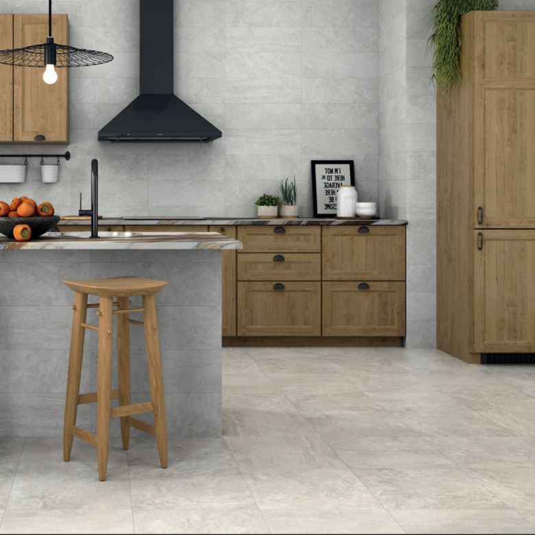 Carrelage sol effet pierre Praga gris 45x45 cm