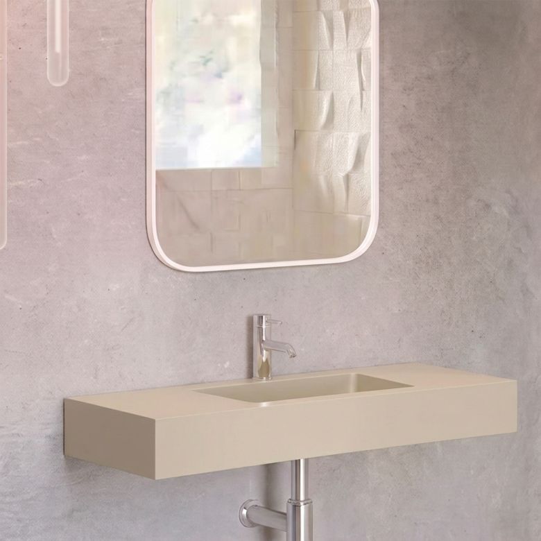 Vasque simple Héliconia centrée Soft 90cm Bone