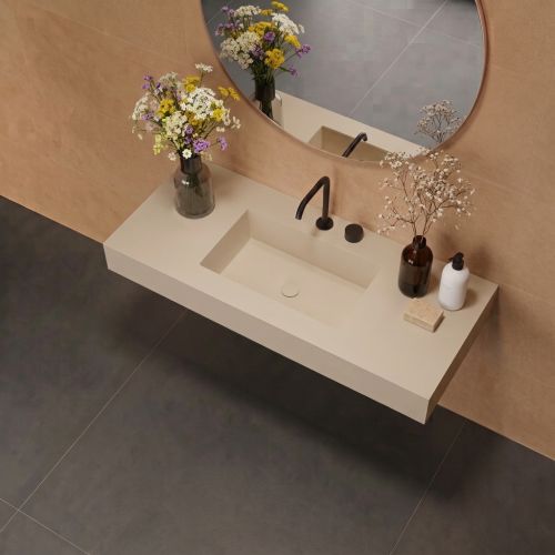Vasque simple Héliconia centrée Soft 100cm Bone