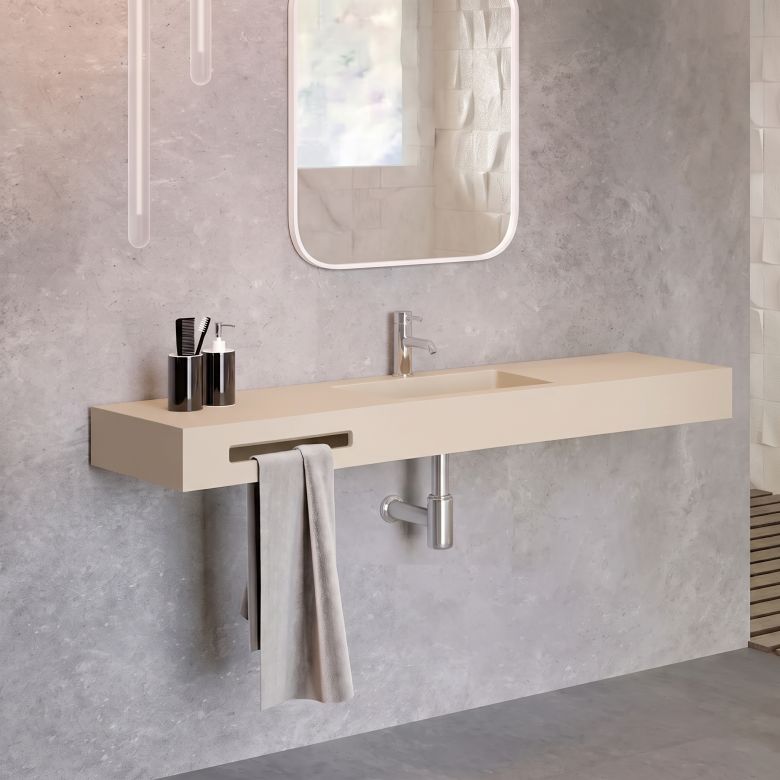 Vasque simple Héliconia centrée Soft 140cm Bone