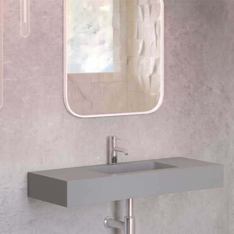 Vasque simple Héliconia centrée Soft 100cm Ciment