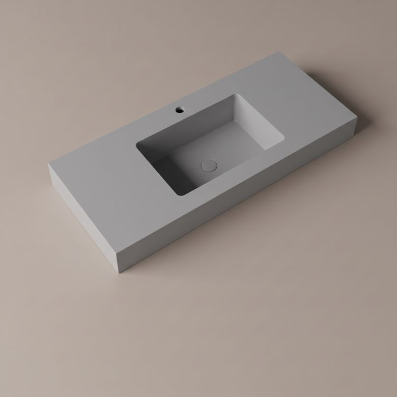 Vasque simple Héliconia centrée Soft 100cm Ciment