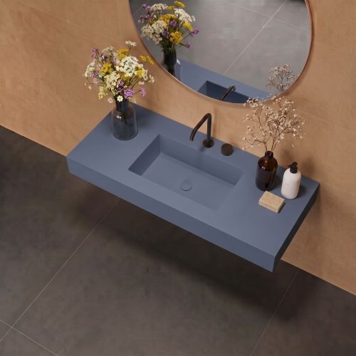 Vasque simple Héliconia centrée Soft 120cm Cobalt