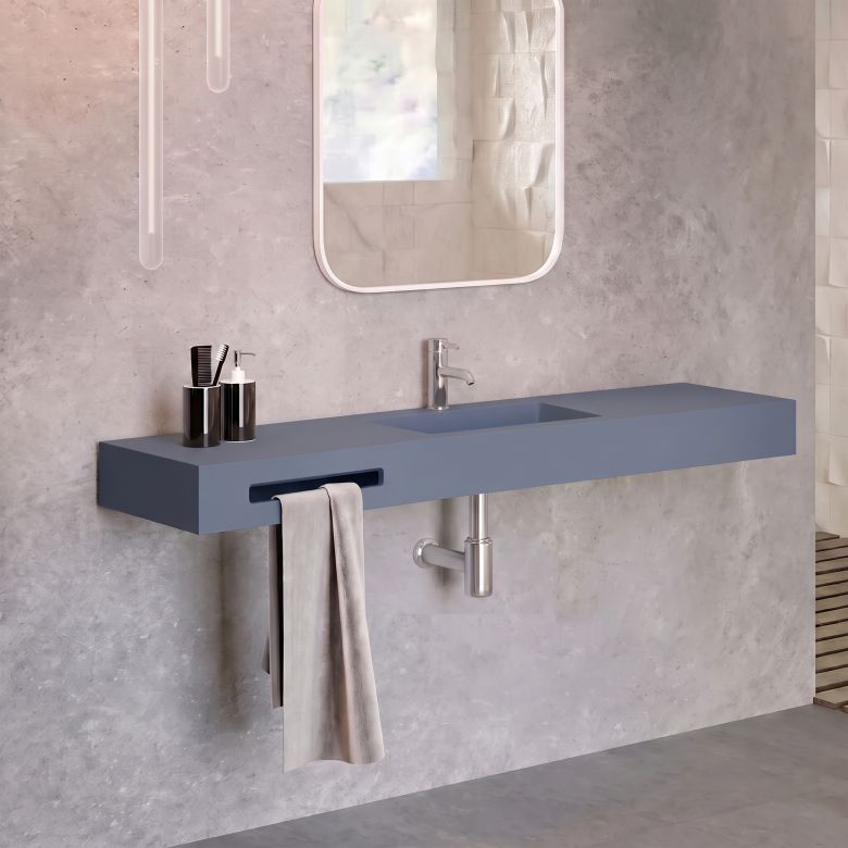 Vasque simple Héliconia centrée Soft 120cm Cobalt