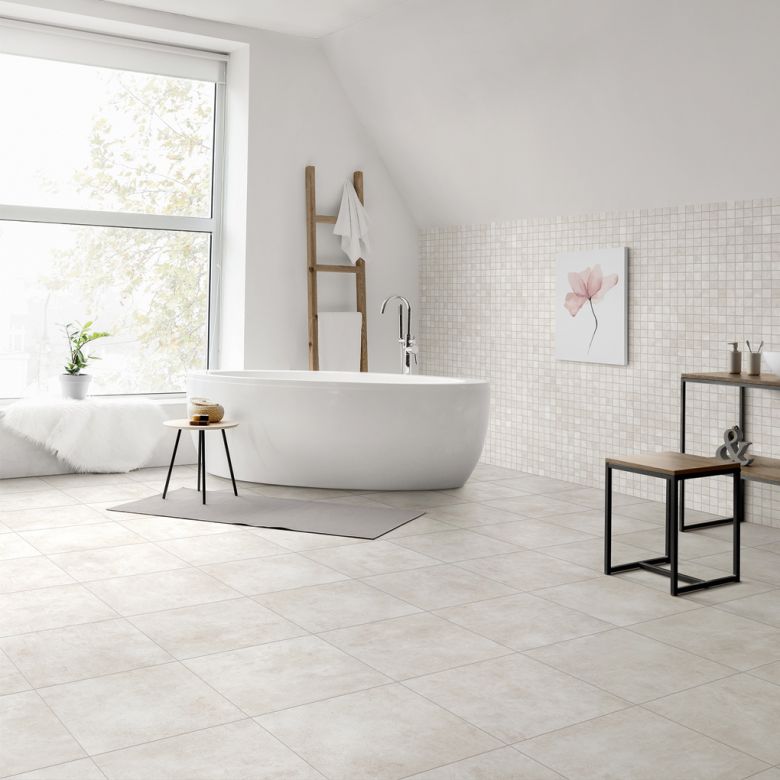 Carrelage sol effet béton City crème 45x45 cm