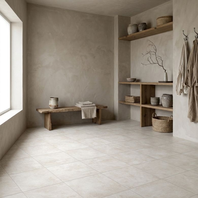Carrelage sol effet béton City crème 45x45 cm
