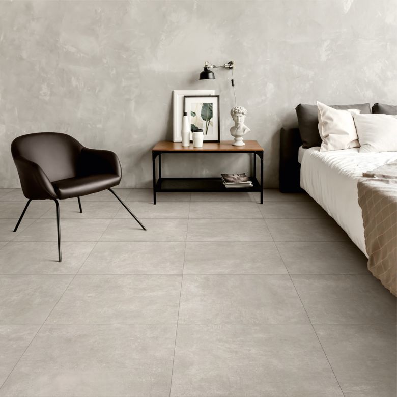 Carrelage sol effet béton City grège 45x45 cm