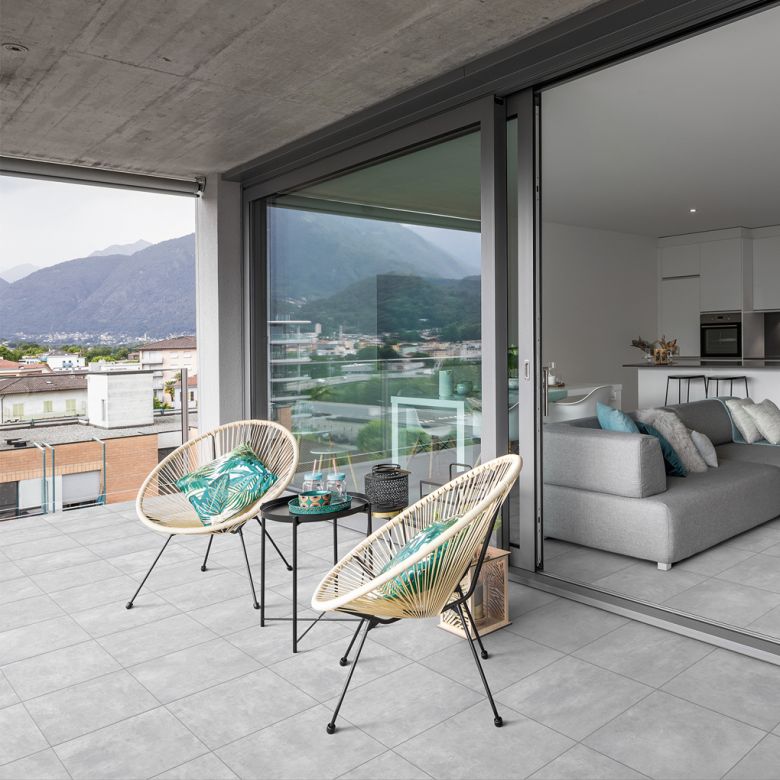 Carrelage sol extérieur moderne City gris R11 45x45 cm