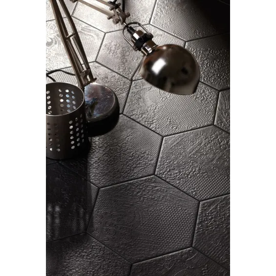  Carrelage sol hexagonal Milan black 25x25 cm - Réflex Boutique