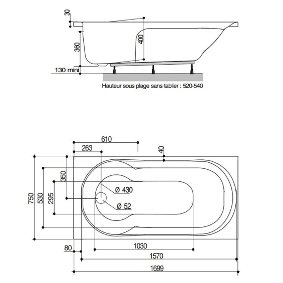  Baignoire Twinside Bain/douche - Réflex Boutique