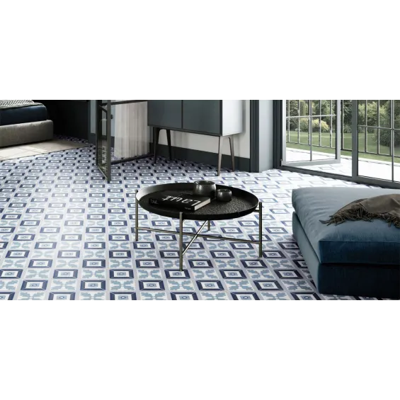  Carrelage sol effet carreaux de ciment Athènes saint tropez blue 25x25 - Réflex Boutique