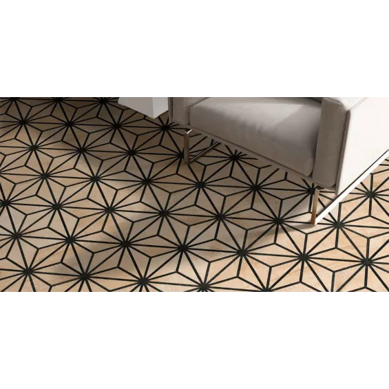  Carrelage sol hexagonal Legno déco beige 25x25 cm - Réflex Boutique