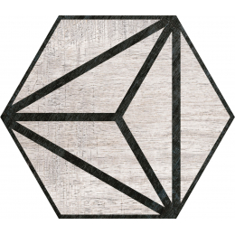 Carrelage sol hexagonal Legno déco grey 25x25 cm
