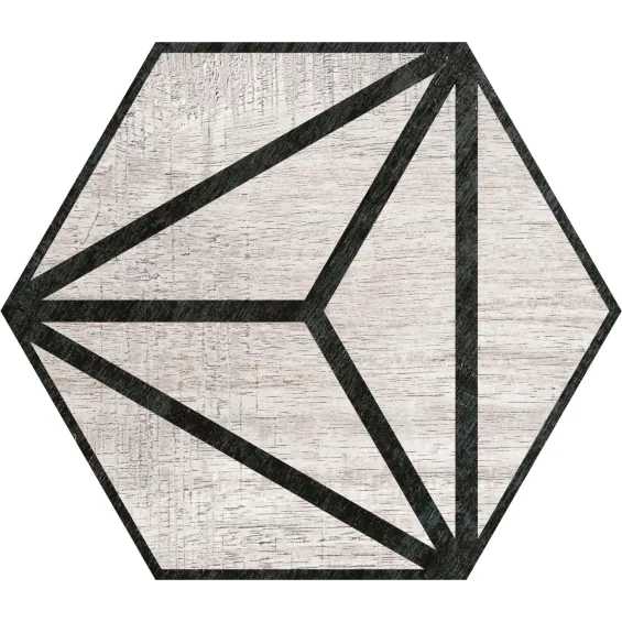  Carrelage sol hexagonal Legno déco grey 25x25 cm - Réflex Boutique