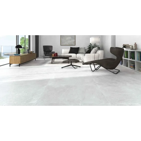  Carrelage sol effet pierre Prodige white 60x60 cm - Réflex Boutique