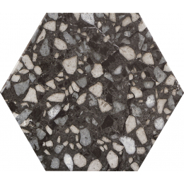 Carrelage sol hexagonal Terrazzo black 23*23 cm