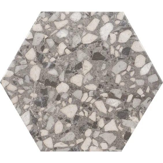  Carrelage sol hexagonal Terrazzo grey 23x23 cm - Réflex Boutique