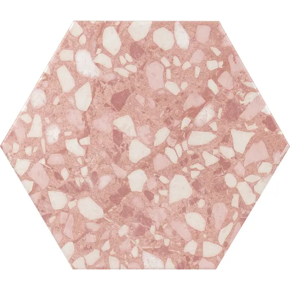  Carrelage sol hexagonal Terrazzo rose 23x23 cm - Réflex Boutique