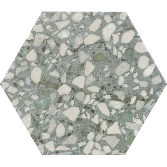  Carrelage sol hexagonal Terrazzo sage 23x23 cm - Réflex Boutique