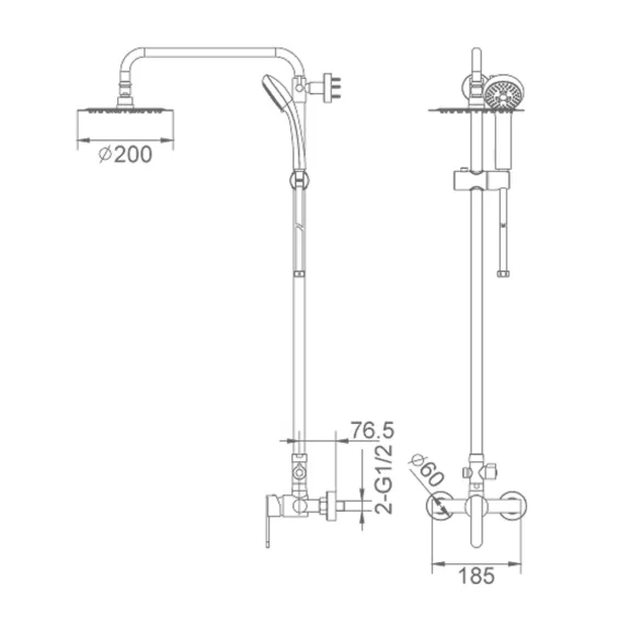  Colonne de Douche Victoria télescopique chrome. - Réflex Boutique