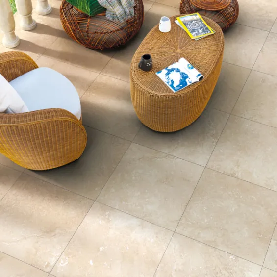  Carrelage sol effet pierre Etna travertin beige 60x60 cm - Réflex Boutique