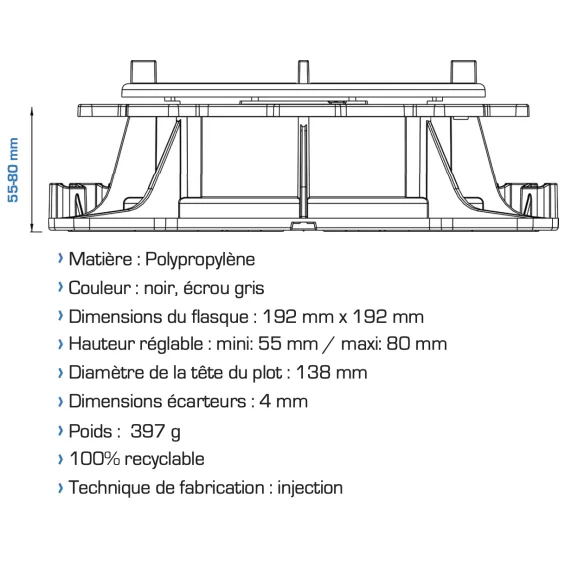  Plots Cleman autonivelant 55/80 mm (20 pièces) Jouplast - Réflex Boutique