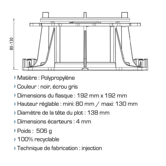  Plots Cleman autonivelant 80/130 mm (20 pièces) Jouplast - Réflex Boutique