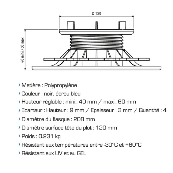  Plots HD Essentiel 40/60 mm ( 60 pièces) Jouplast - Réflex Boutique