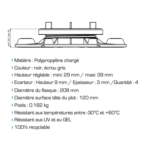  Plots Essentiel autonivelant 29/39 mm (60 pièces) Jouplast - Réflex Boutique