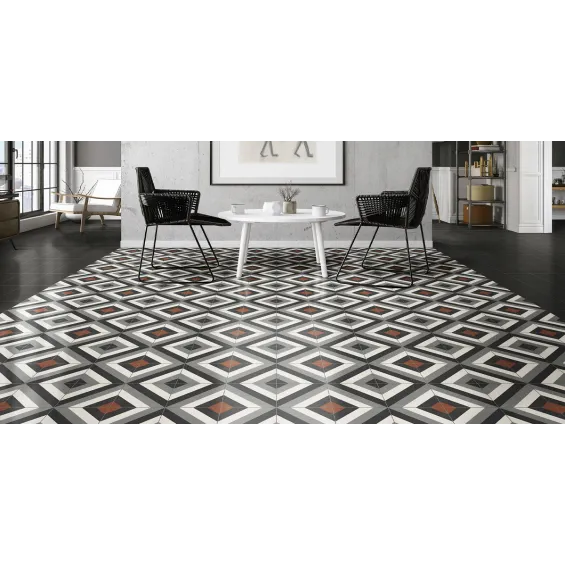  Carrelage sol effet carreaux de ciment Richelieu dublin black 20x20 cm - Réflex Boutique